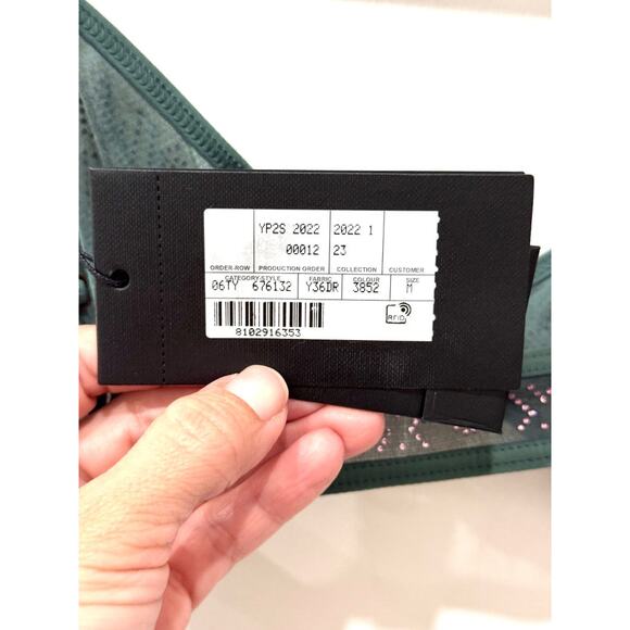 NWT Saint Laurent Logo Crystal Embellished Triangle Bra Green Women's Size M - Picture 4 of 7